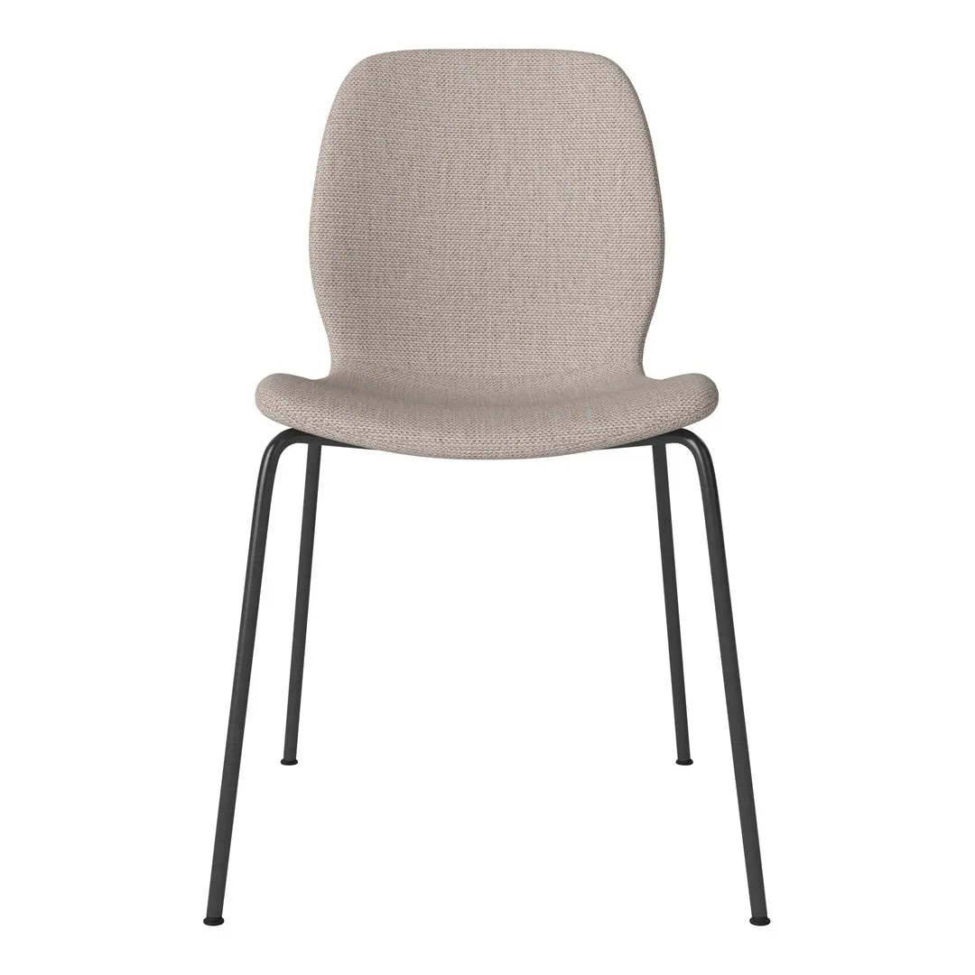 Seed Dining Chair - Upholstered -  Steel Base, Black Lacquered