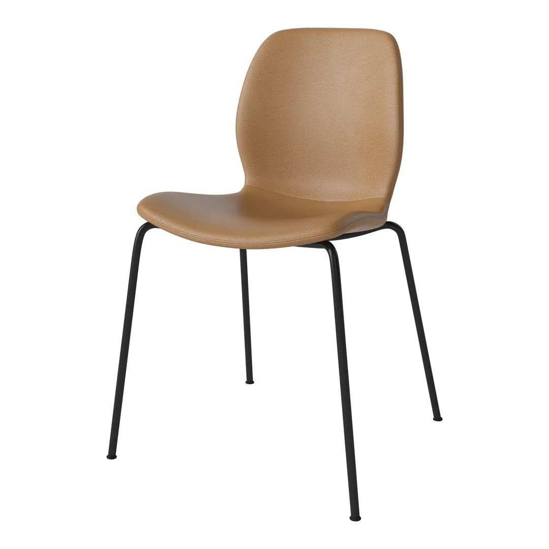 Seed Dining Chair - Upholstered -  Steel Base, Black Lacquered