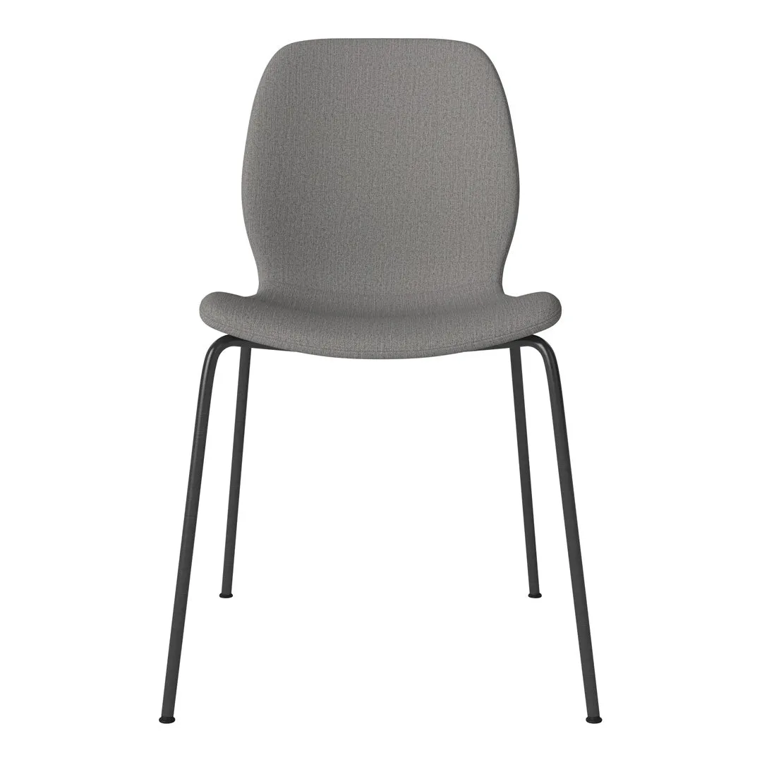 Seed Dining Chair - Upholstered -  Steel Base, Black Lacquered