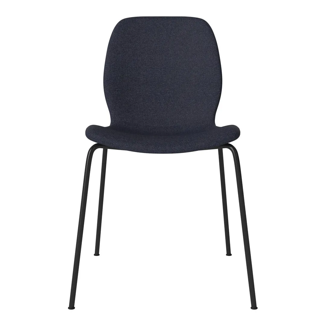 Seed Dining Chair - Upholstered -  Steel Base, Black Lacquered