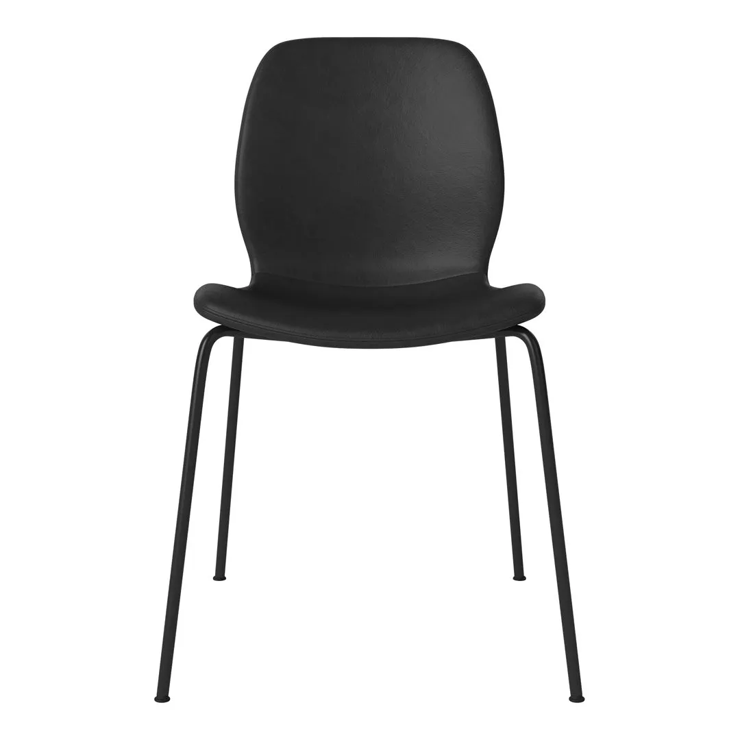 Seed Dining Chair - Upholstered -  Steel Base, Black Lacquered