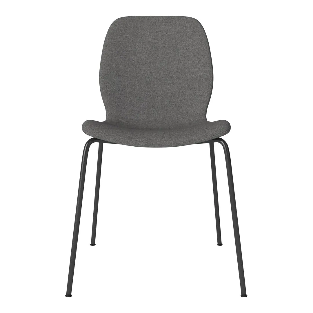 Seed Dining Chair - Upholstered -  Steel Base, Black Lacquered