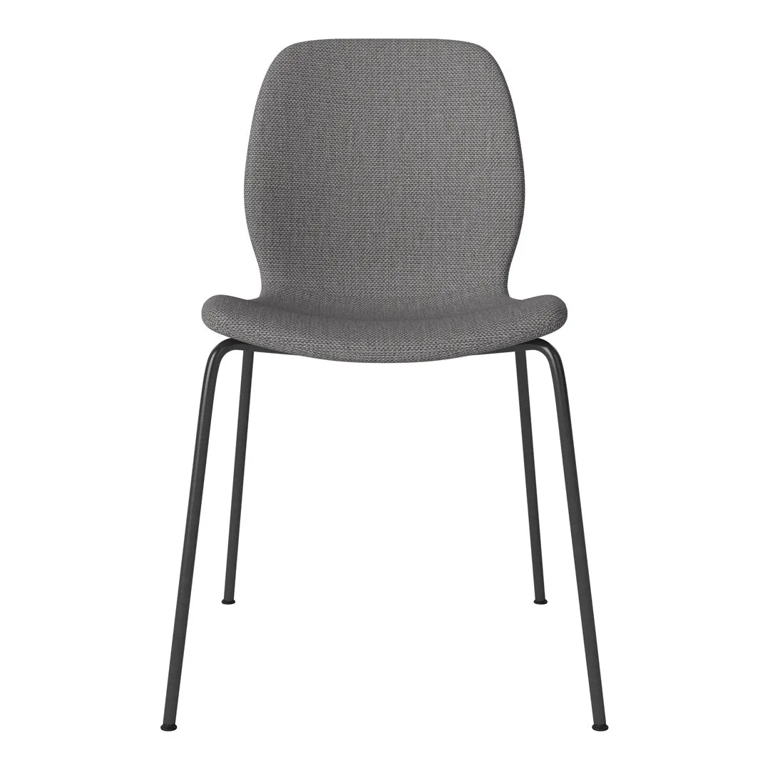 Seed Dining Chair - Upholstered -  Steel Base, Black Lacquered