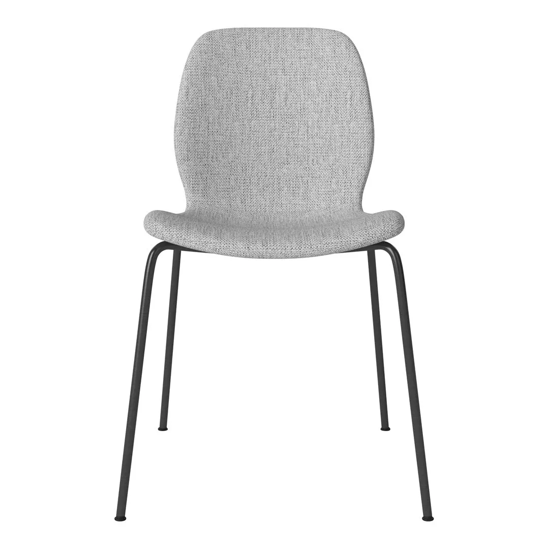 Seed Dining Chair - Upholstered -  Steel Base, Black Lacquered