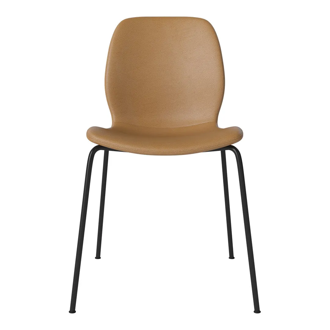 Seed Dining Chair - Upholstered -  Steel Base, Black Lacquered