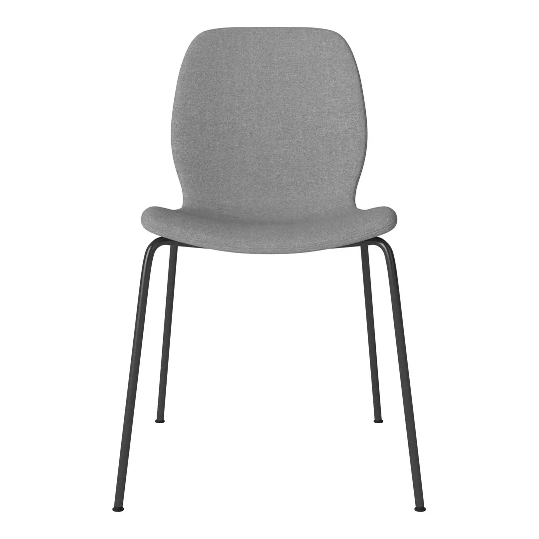 Seed Dining Chair - Upholstered -  Steel Base, Black Lacquered