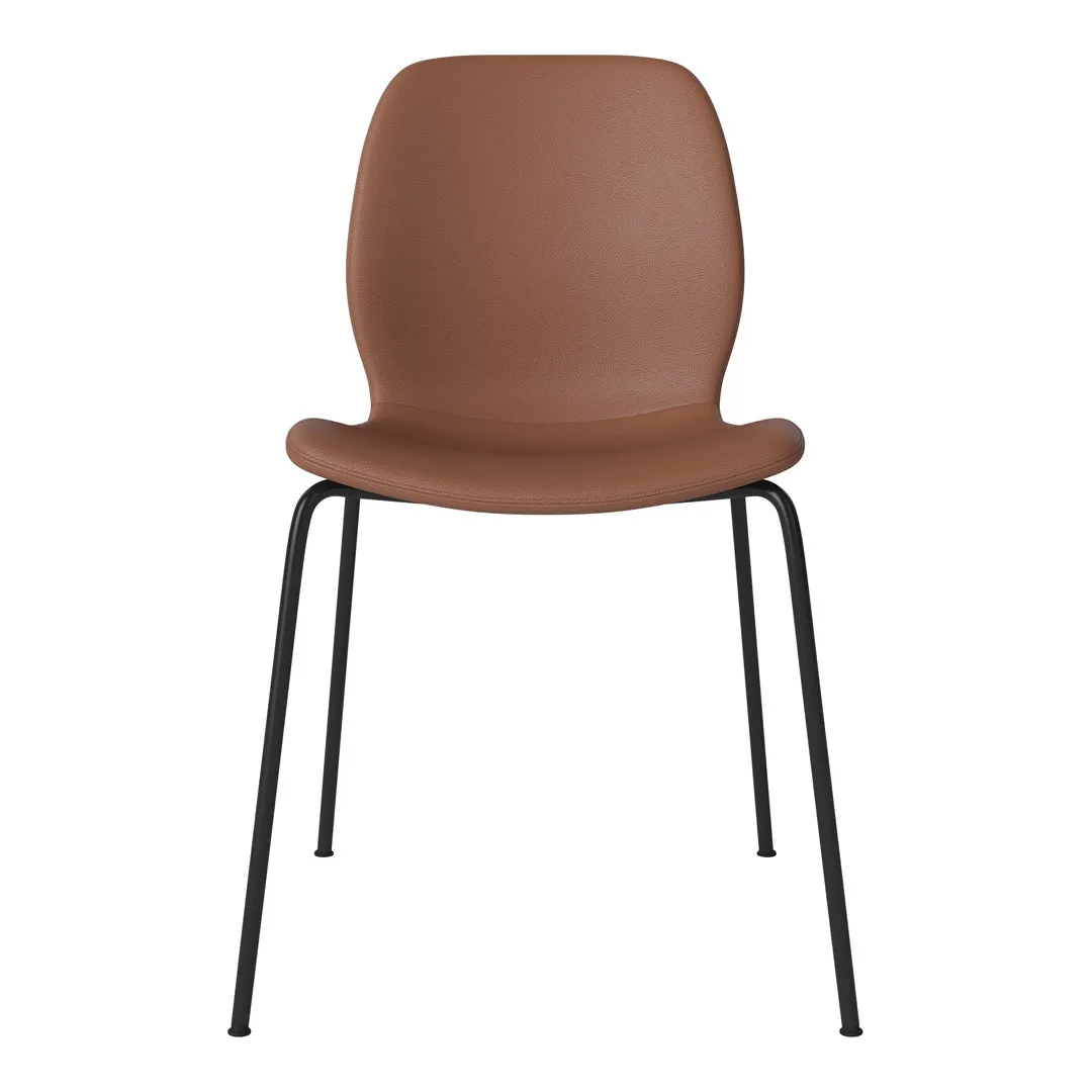 Seed Dining Chair - Upholstered -  Steel Base, Black Lacquered