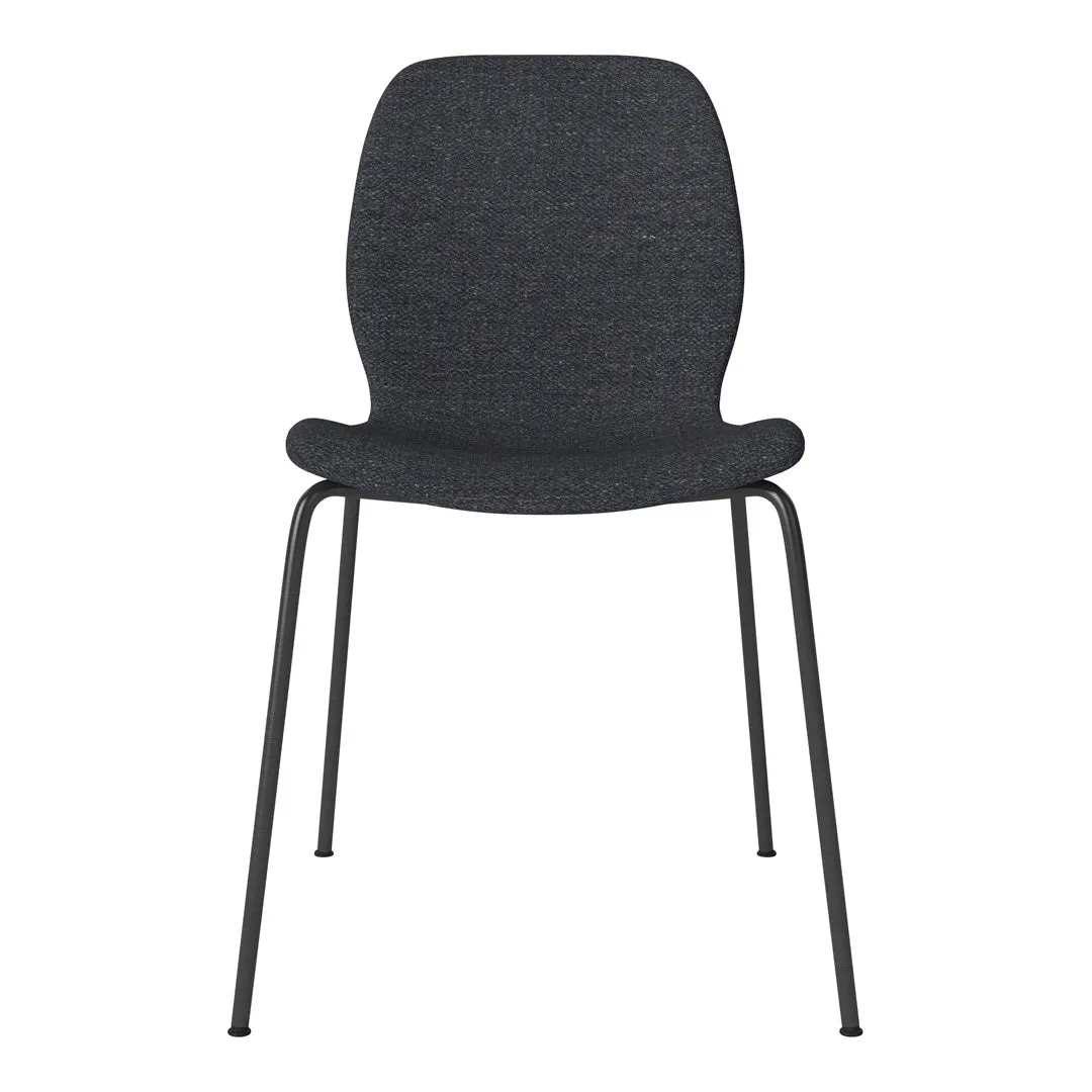 Seed Dining Chair - Upholstered -  Steel Base, Black Lacquered