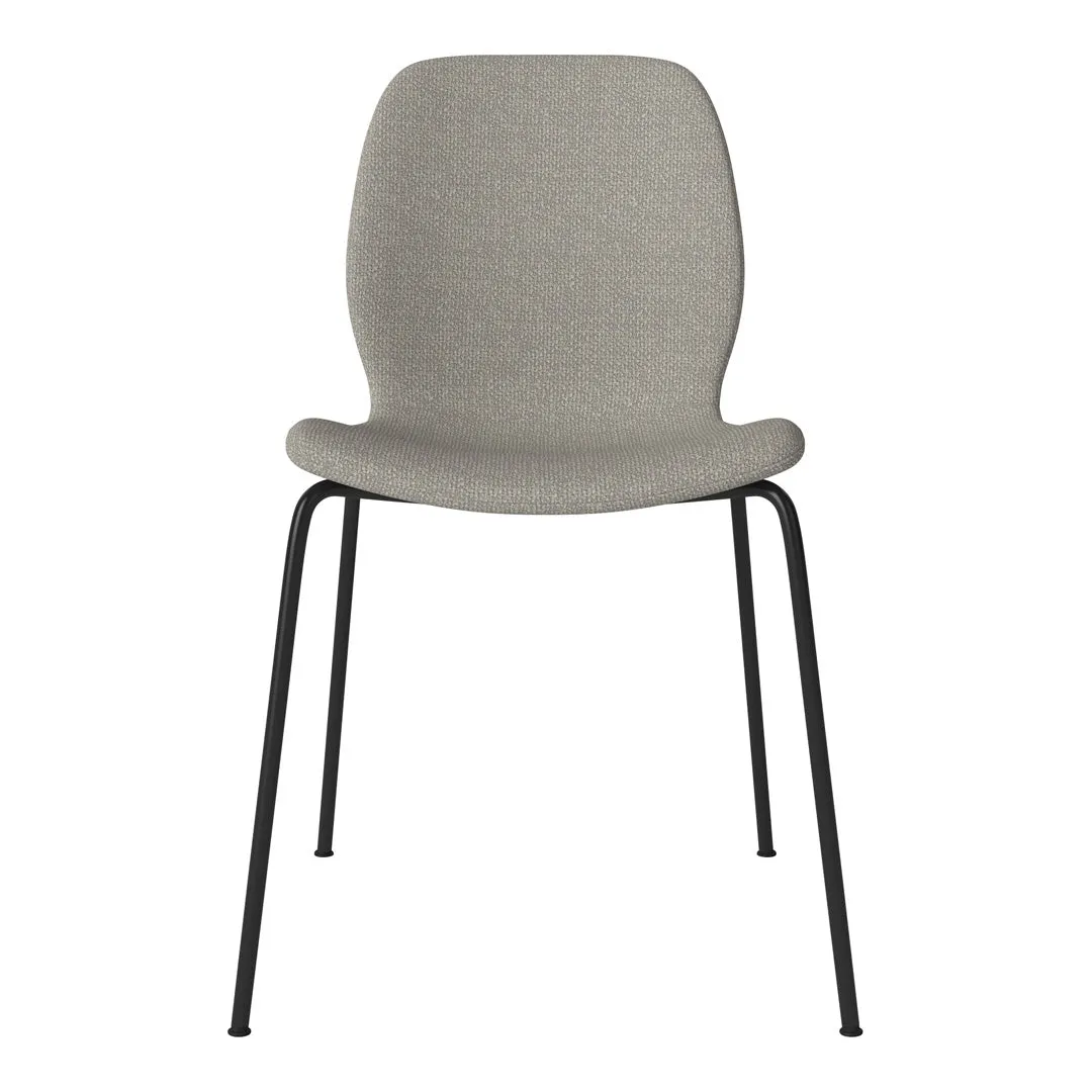 Seed Dining Chair - Upholstered -  Steel Base, Black Lacquered