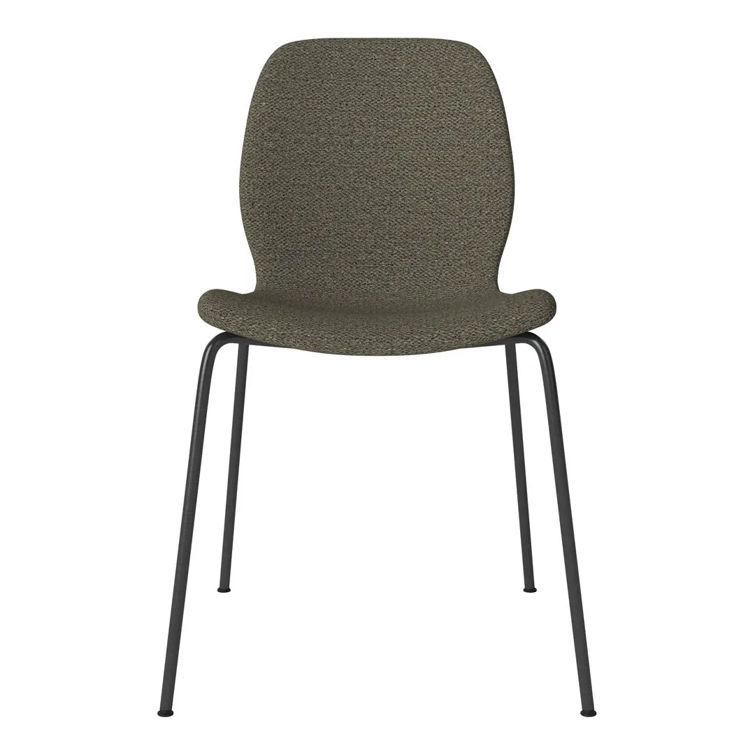 Seed Dining Chair - Upholstered -  Steel Base, Black Lacquered