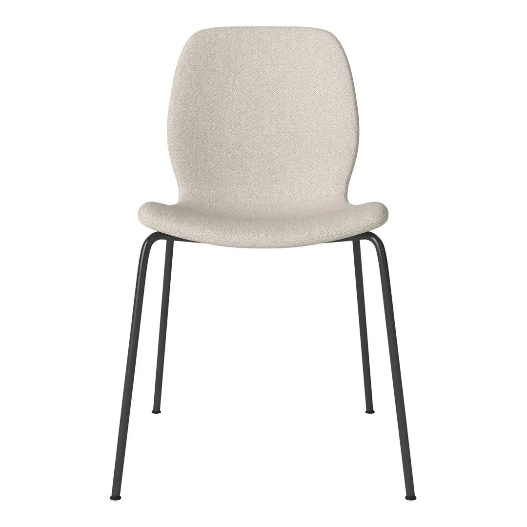 Seed Dining Chair - Upholstered -  Steel Base, Black Lacquered