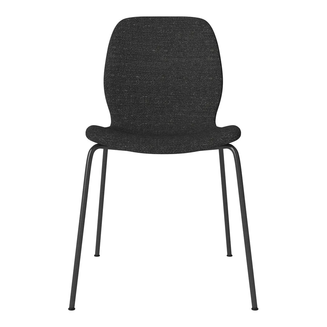 Seed Dining Chair - Upholstered -  Steel Base, Black Lacquered