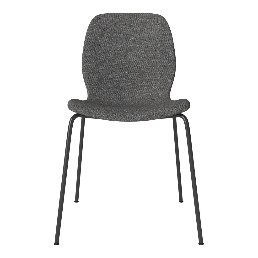 Seed Dining Chair - Upholstered -  Steel Base, Black Lacquered