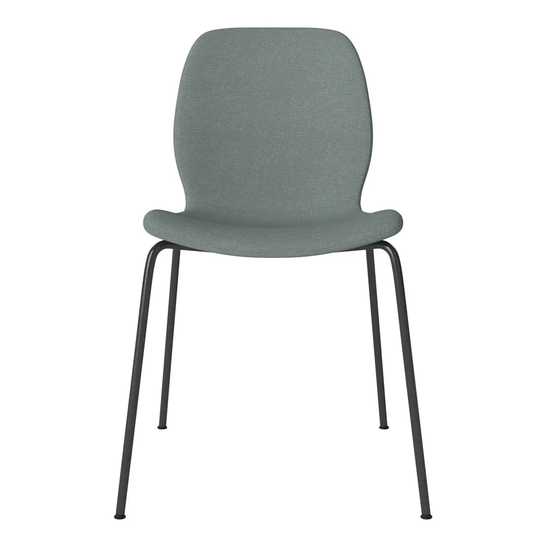 Seed Dining Chair - Upholstered -  Steel Base, Black Lacquered