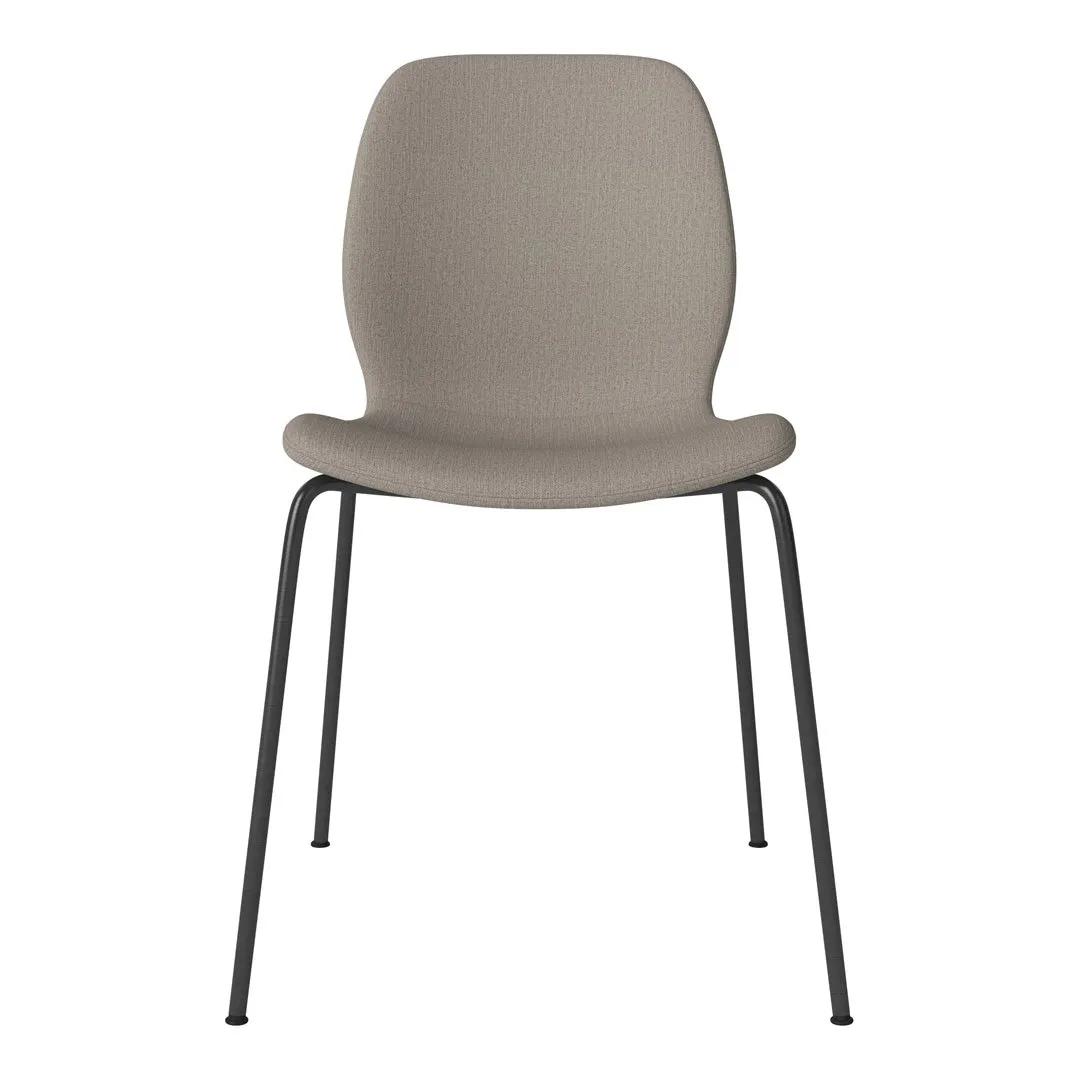 Seed Dining Chair - Upholstered -  Steel Base, Black Lacquered