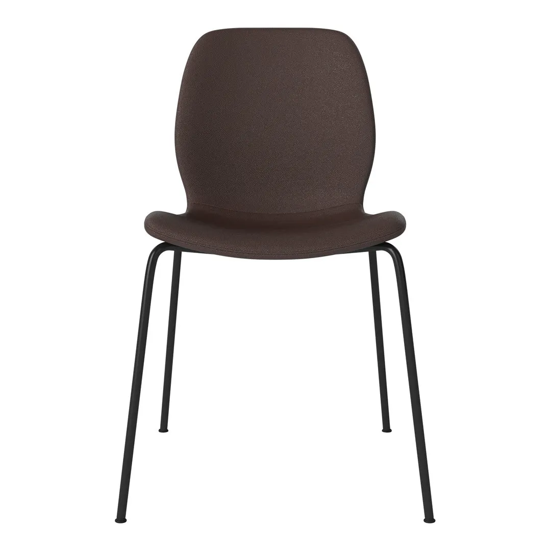 Seed Dining Chair - Upholstered -  Steel Base, Black Lacquered