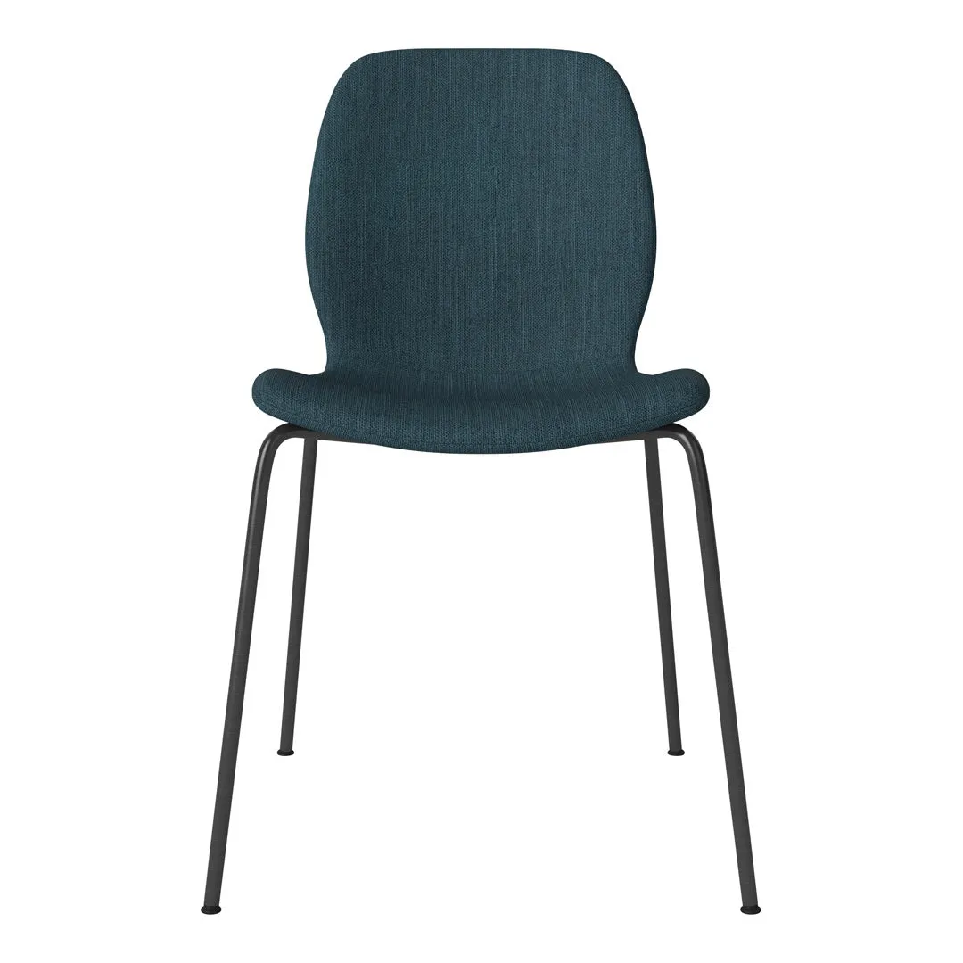 Seed Dining Chair - Upholstered -  Steel Base, Black Lacquered