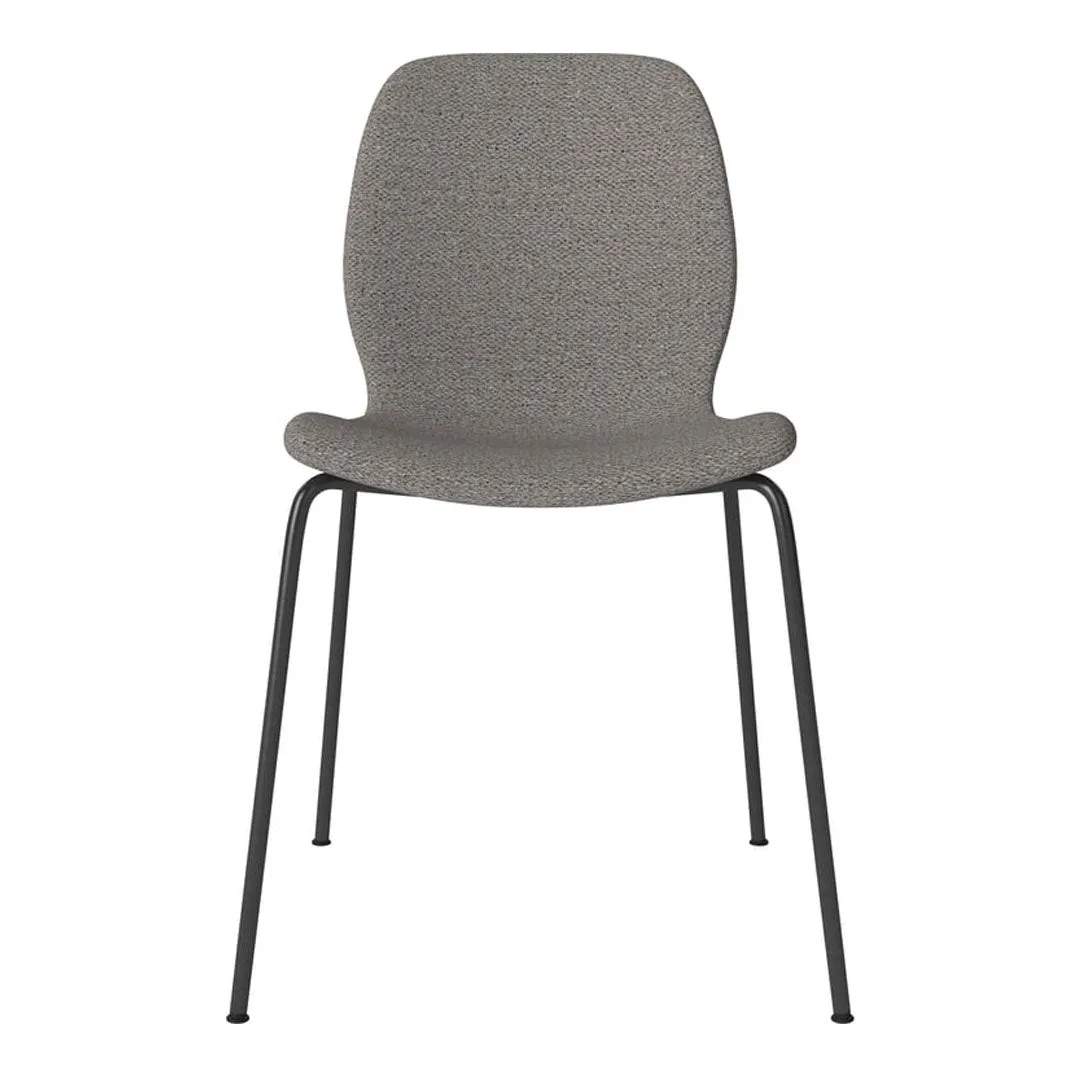 Seed Dining Chair - Upholstered -  Steel Base, Black Lacquered