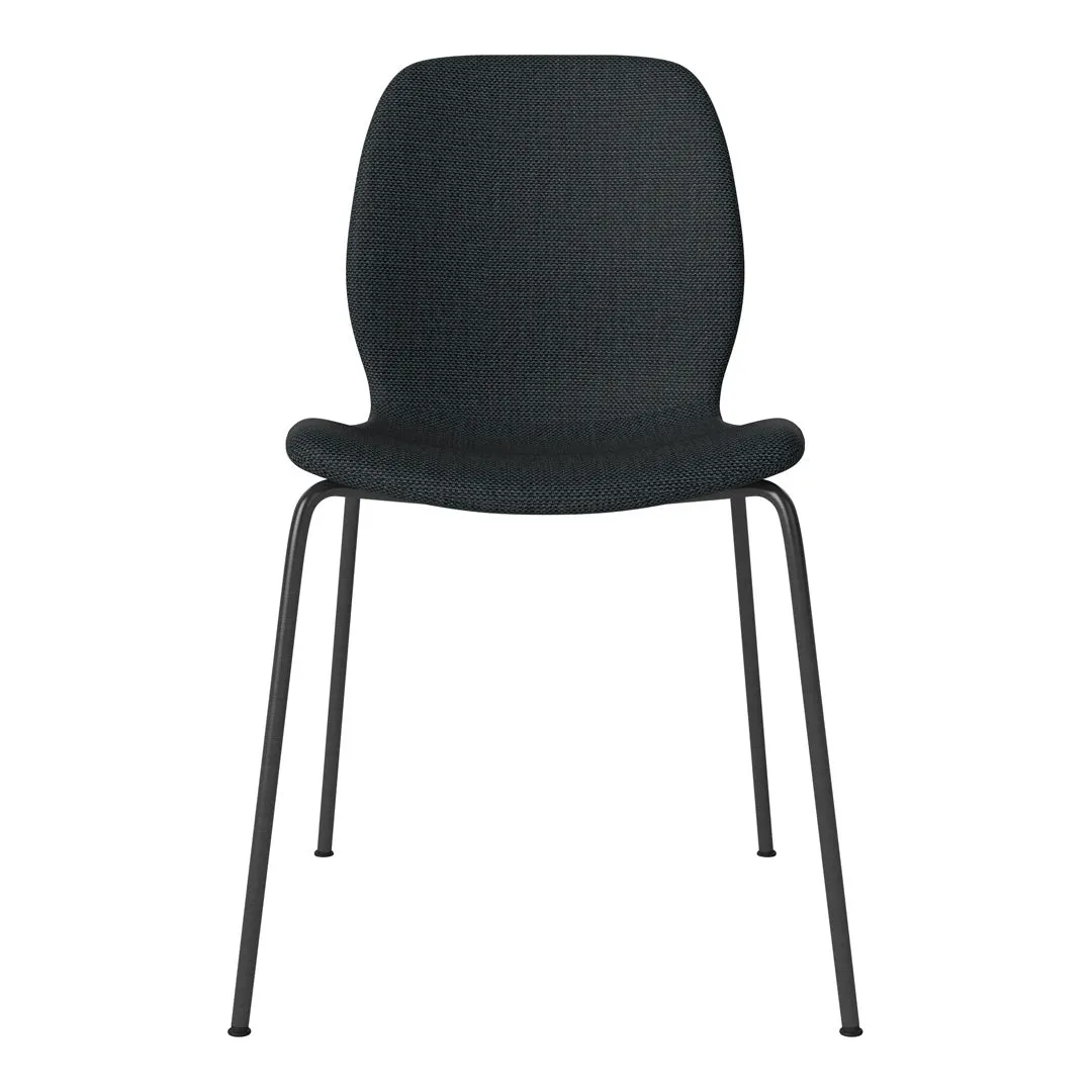 Seed Dining Chair - Upholstered -  Steel Base, Black Lacquered