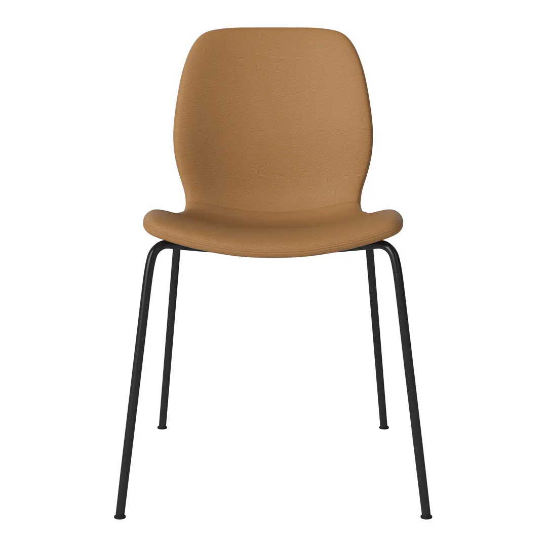 Seed Dining Chair - Upholstered -  Steel Base, Black Lacquered