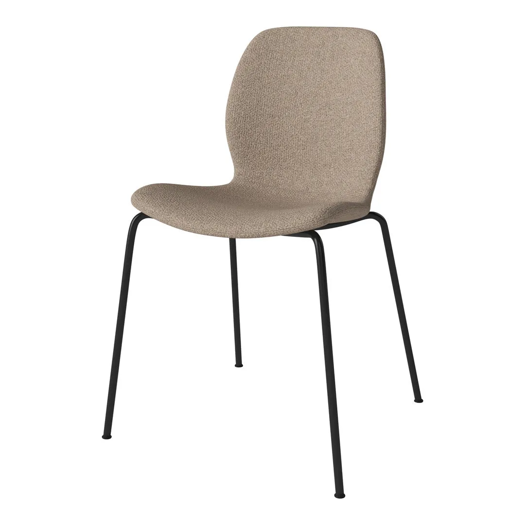 Seed Dining Chair - Upholstered -  Steel Base, Black Lacquered