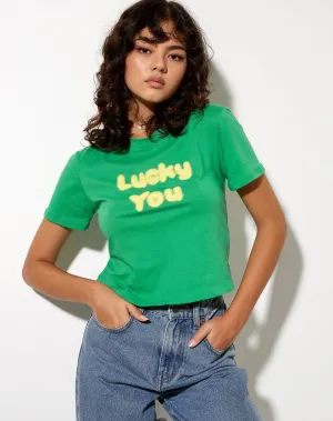 Shrunk Tee in Green Lucky you