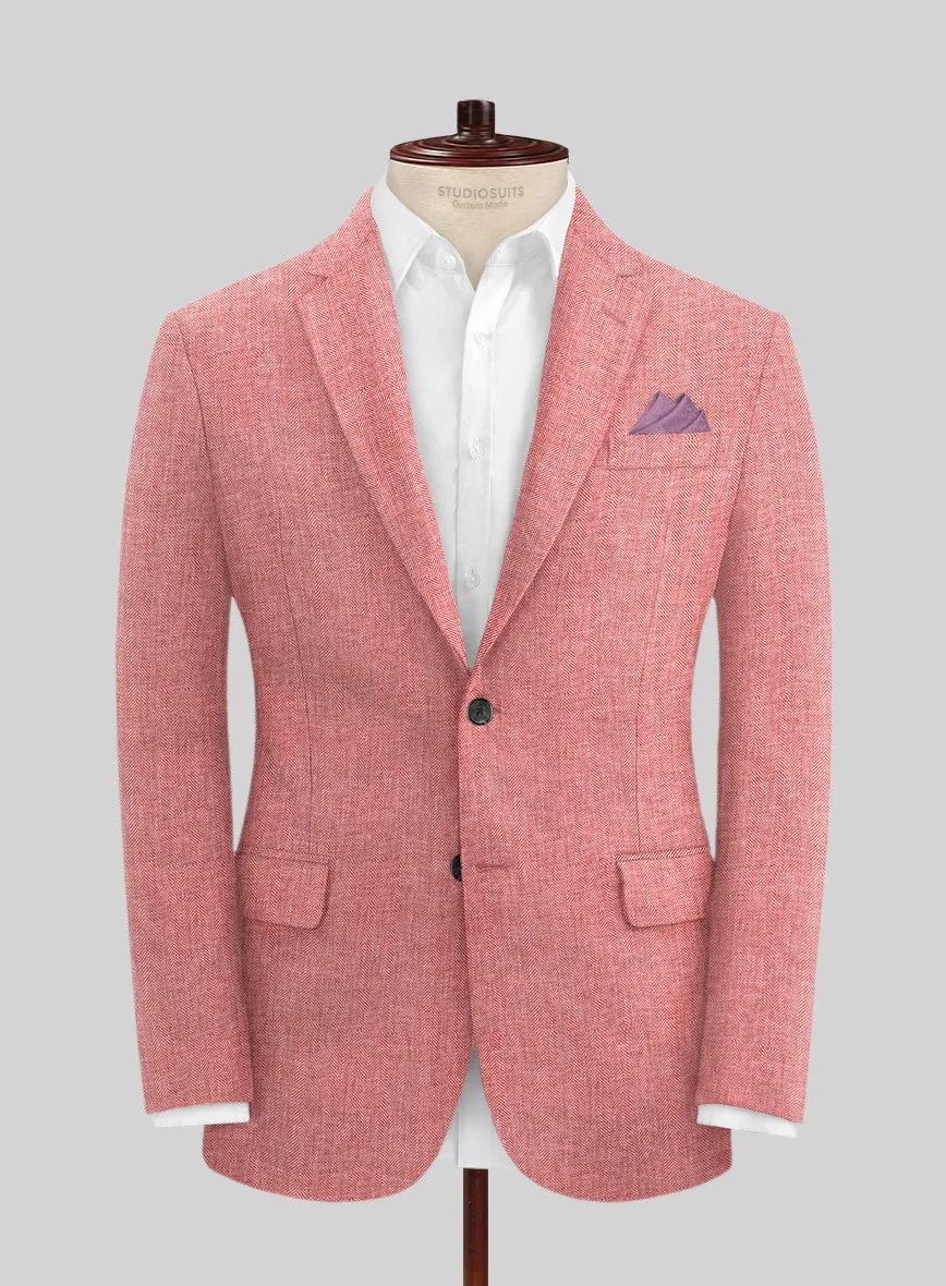 Solbiati Herringbone Coral Red Linen Suit