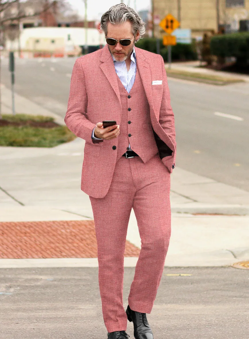 Solbiati Herringbone Coral Red Linen Suit