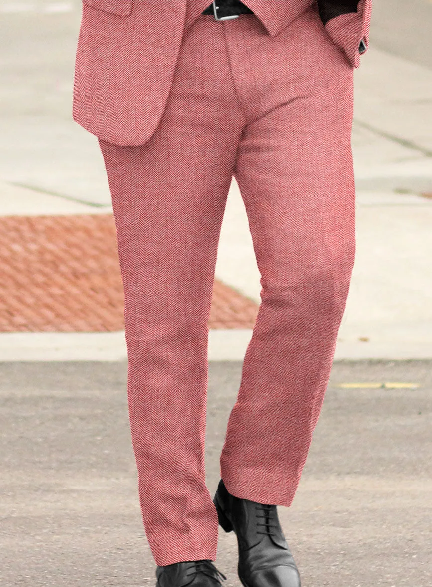 Solbiati Herringbone Coral Red Linen Suit