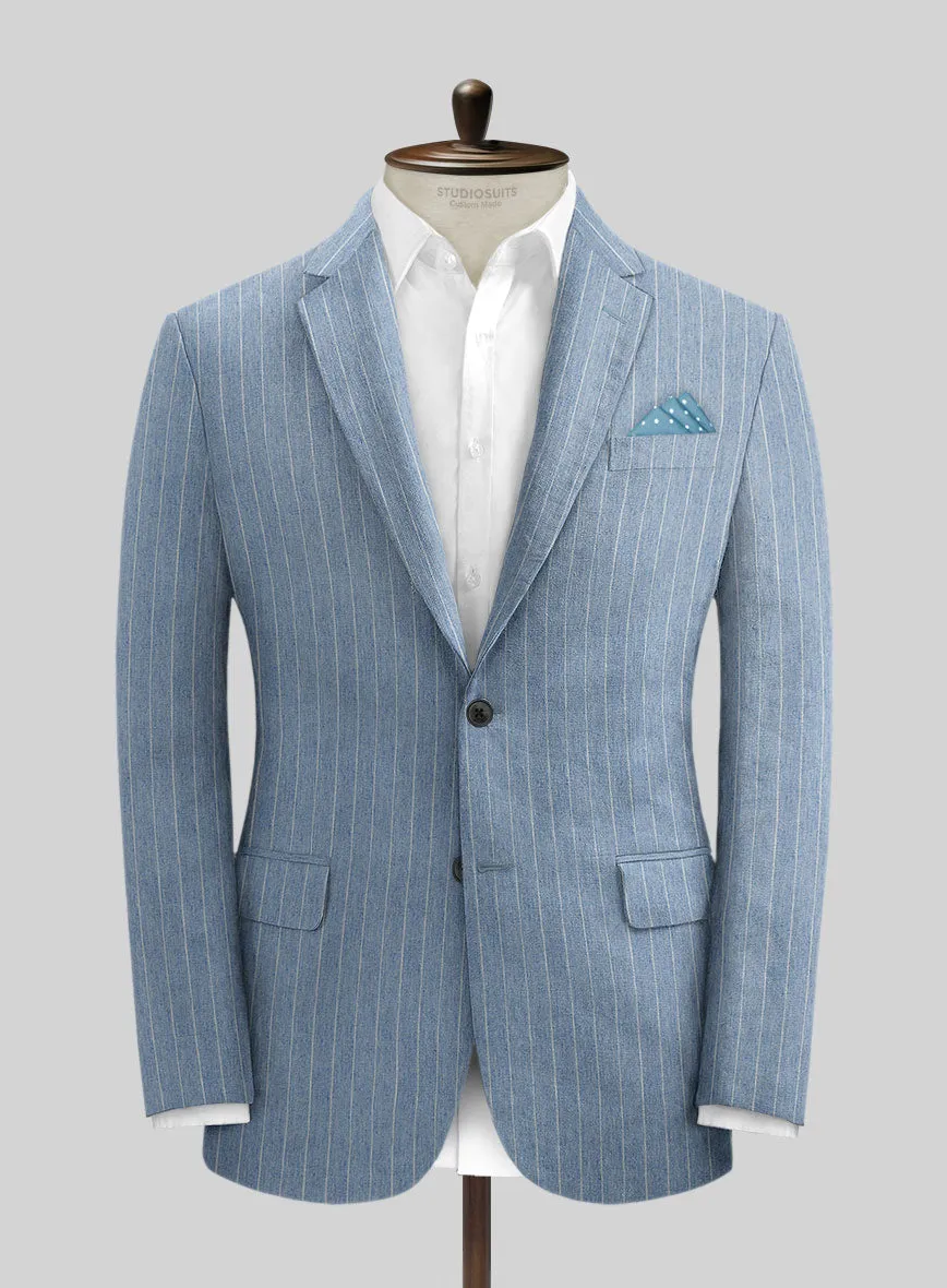 Solbiati Light Blue Stripe Linen Suit