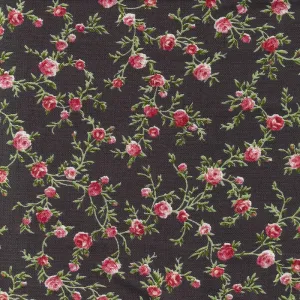 Stof Fabrics Rosie's Summer Floral Vines on Dark Grey Cotton Prints