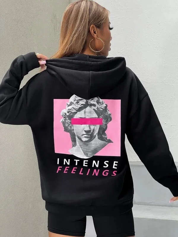 SXV  'INTENSE FEELINGS’ Printed Cool Aesthetic Sweatshirt Hoodie