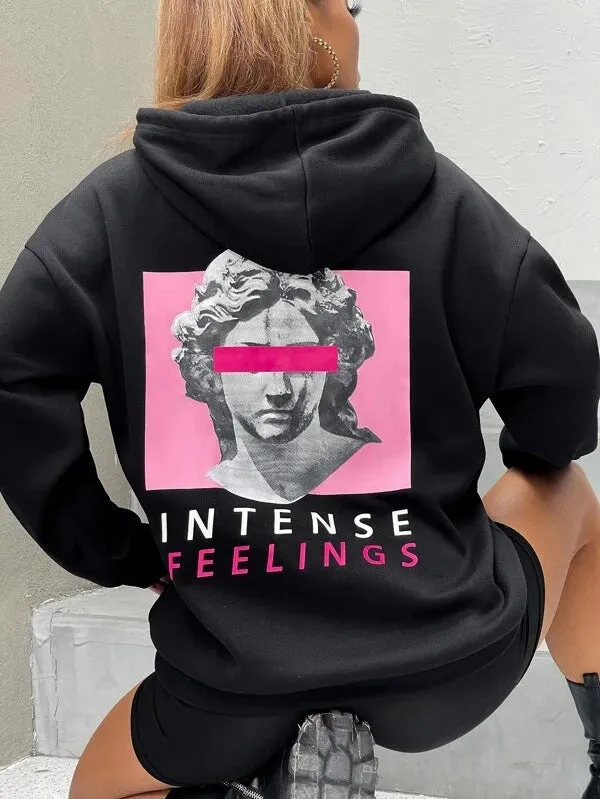 SXV  'INTENSE FEELINGS’ Printed Cool Aesthetic Sweatshirt Hoodie