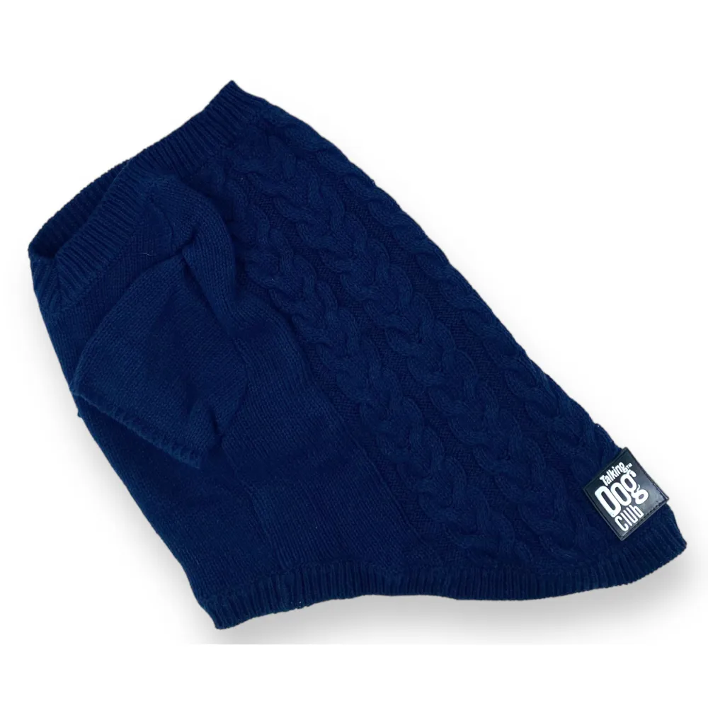 Talking Dog Club Doggy Jumper Sweater for Dogs and Cats (Navy Blue)