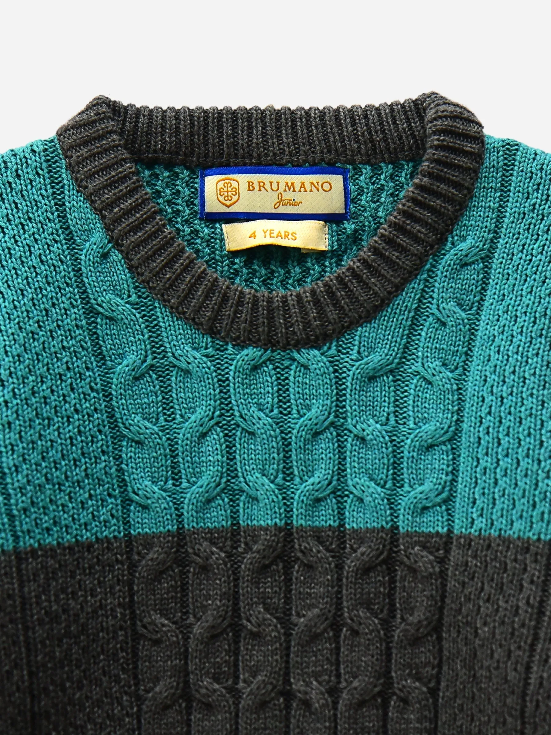 Turquoise & Grey Chunky Casual Sweater