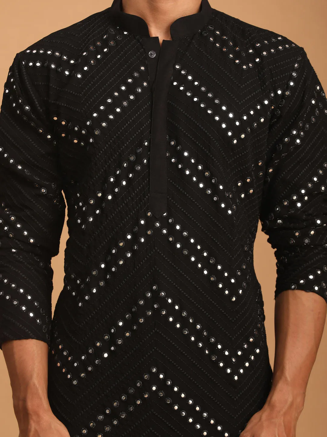 Vastramay Black Mirror Work Kurta Set