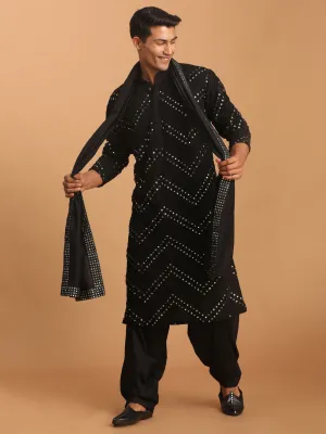 Vastramay Black Mirror Work Kurta Set