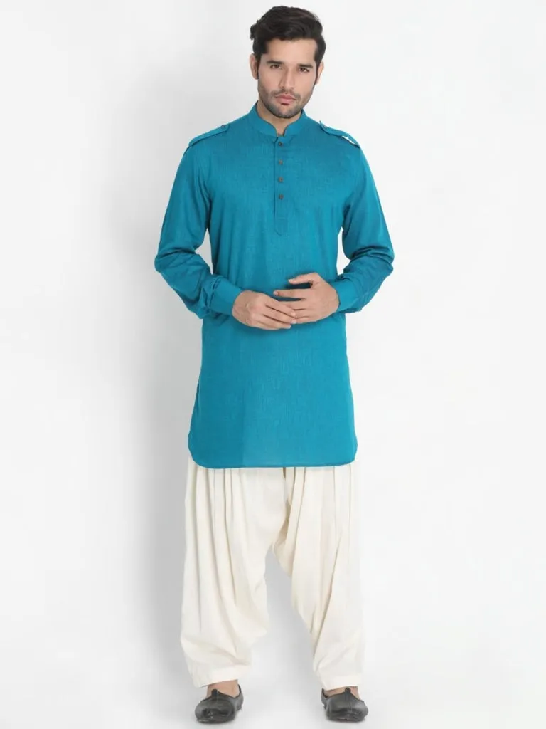 VASTRAMAY Men's Cream Cotton Blend Patiala Pyjama