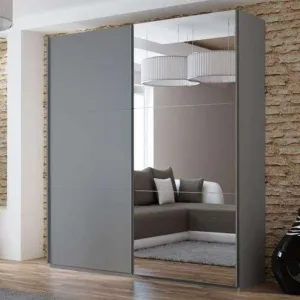 VIGO 200cm Sliding Door Wardrobe Graphite   Mirror