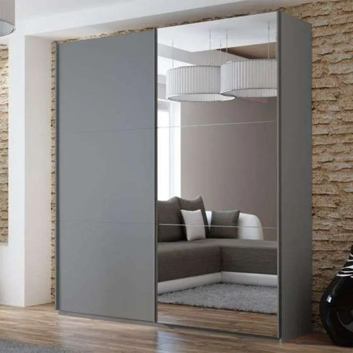 VIGO 200cm Sliding Door Wardrobe Graphite   Mirror