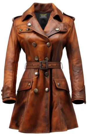 Vintage Leather Coat For Women