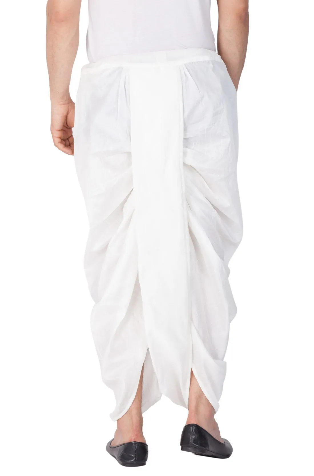 VM By VASTRAMAY Men's White Cotton Silk Blend Dhoti