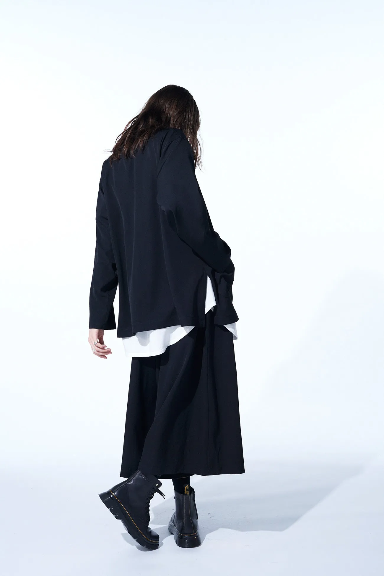 WASHER FINISHED WOOL GABARDINE CULOTTE PANTS