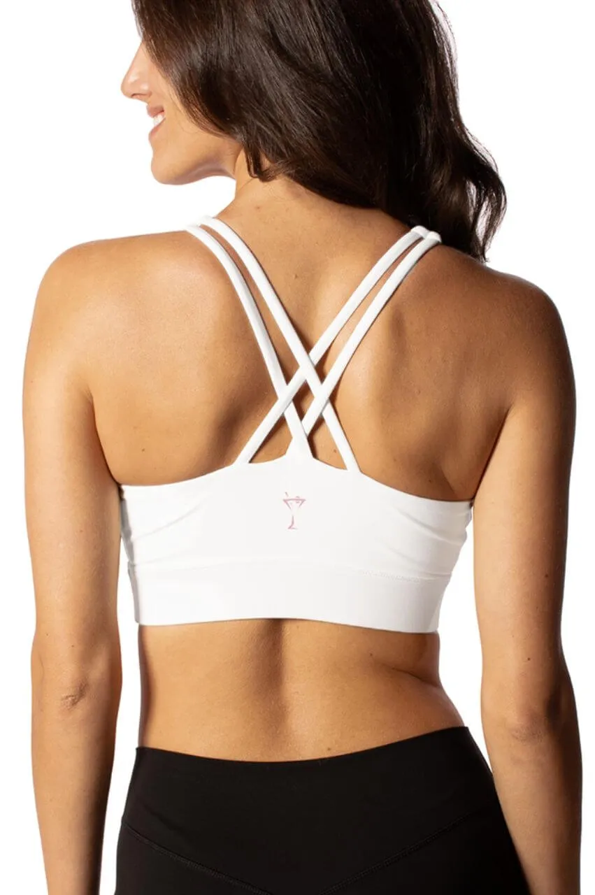 White Crossover Sports Bra