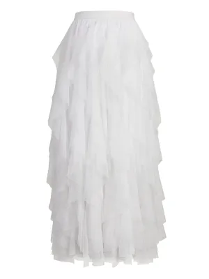 White Ruffled Tulle Skirt