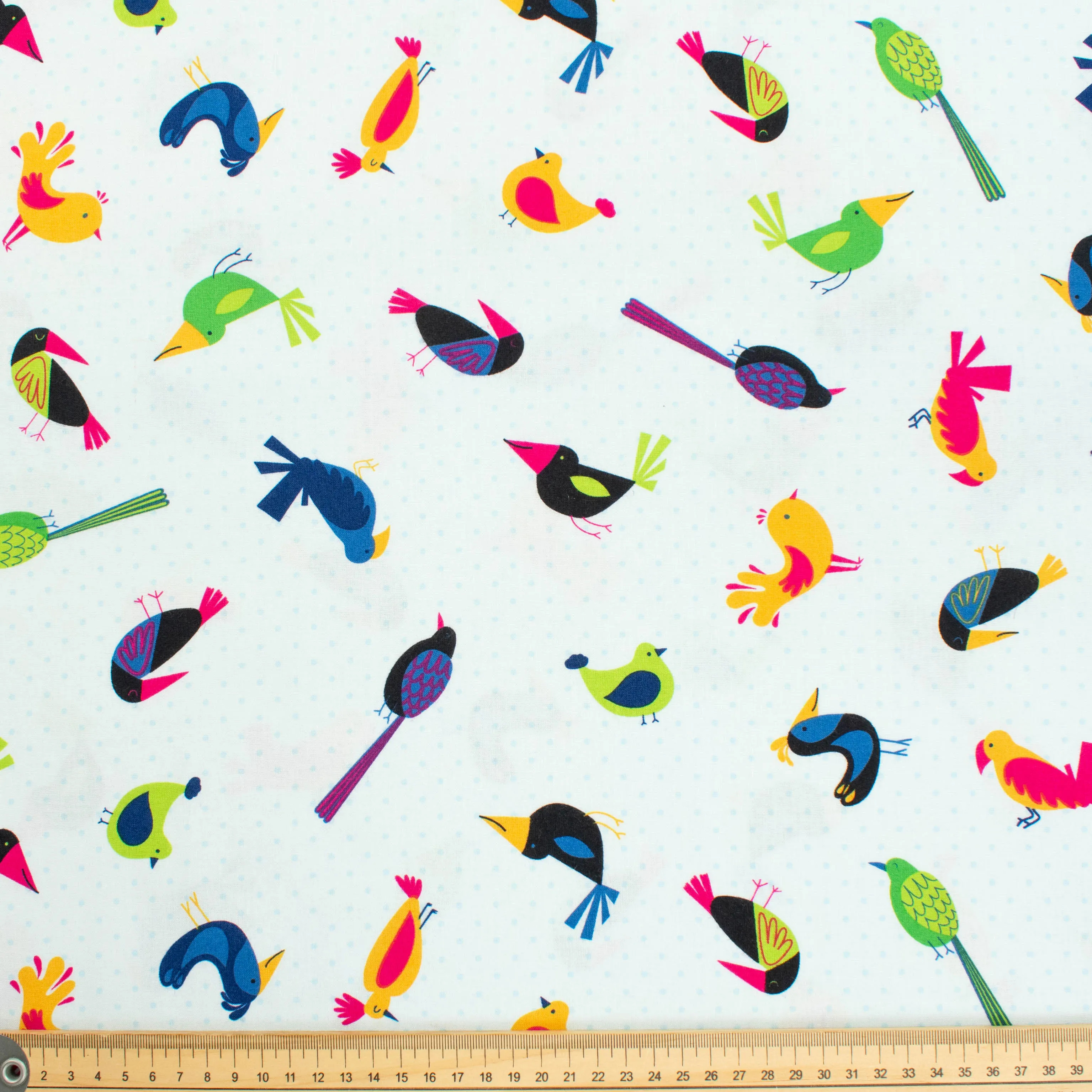 Wilmington Prints Rainforest Fun Birds on Sky Blue Cotton Prints