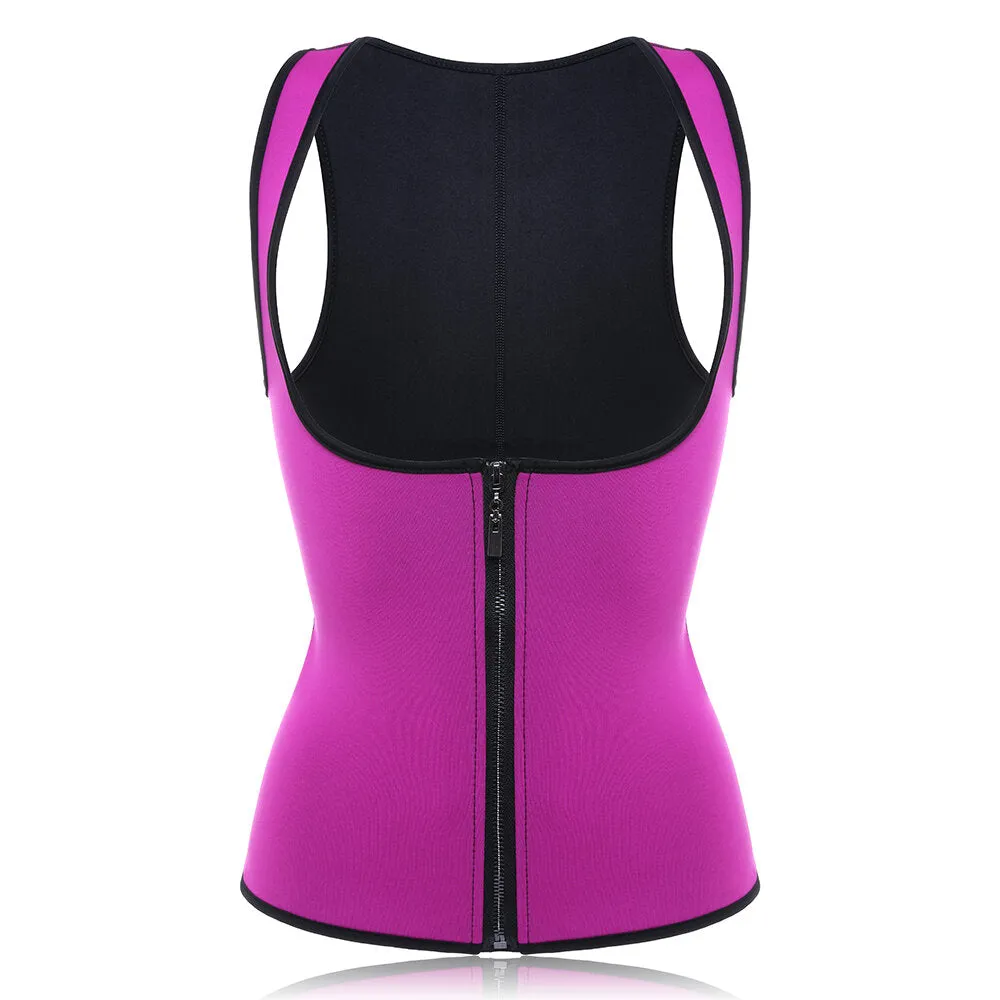 Women Front Zip Sports Trainer Cincher Corset Waist Shapewear Vest Plus Size Polyester Neoprene Vest