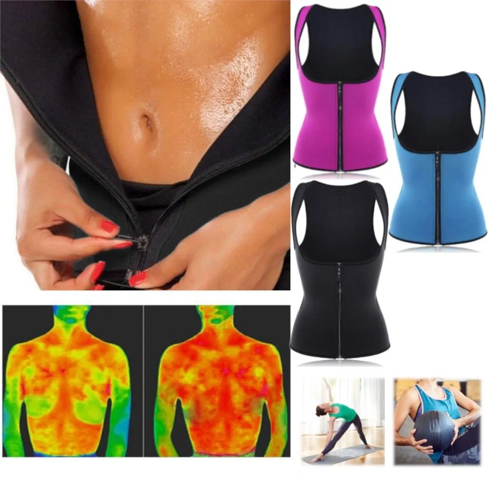 Women Front Zip Sports Trainer Cincher Corset Waist Shapewear Vest Plus Size Polyester Neoprene Vest