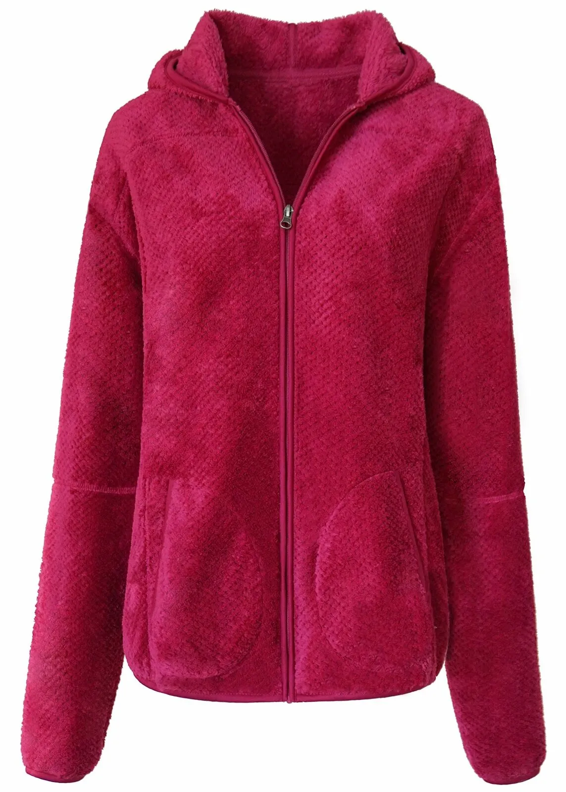 Women's Spring Autumn Jacquard Coral Fleece Tops Zip Hooded Jacket Sportswear