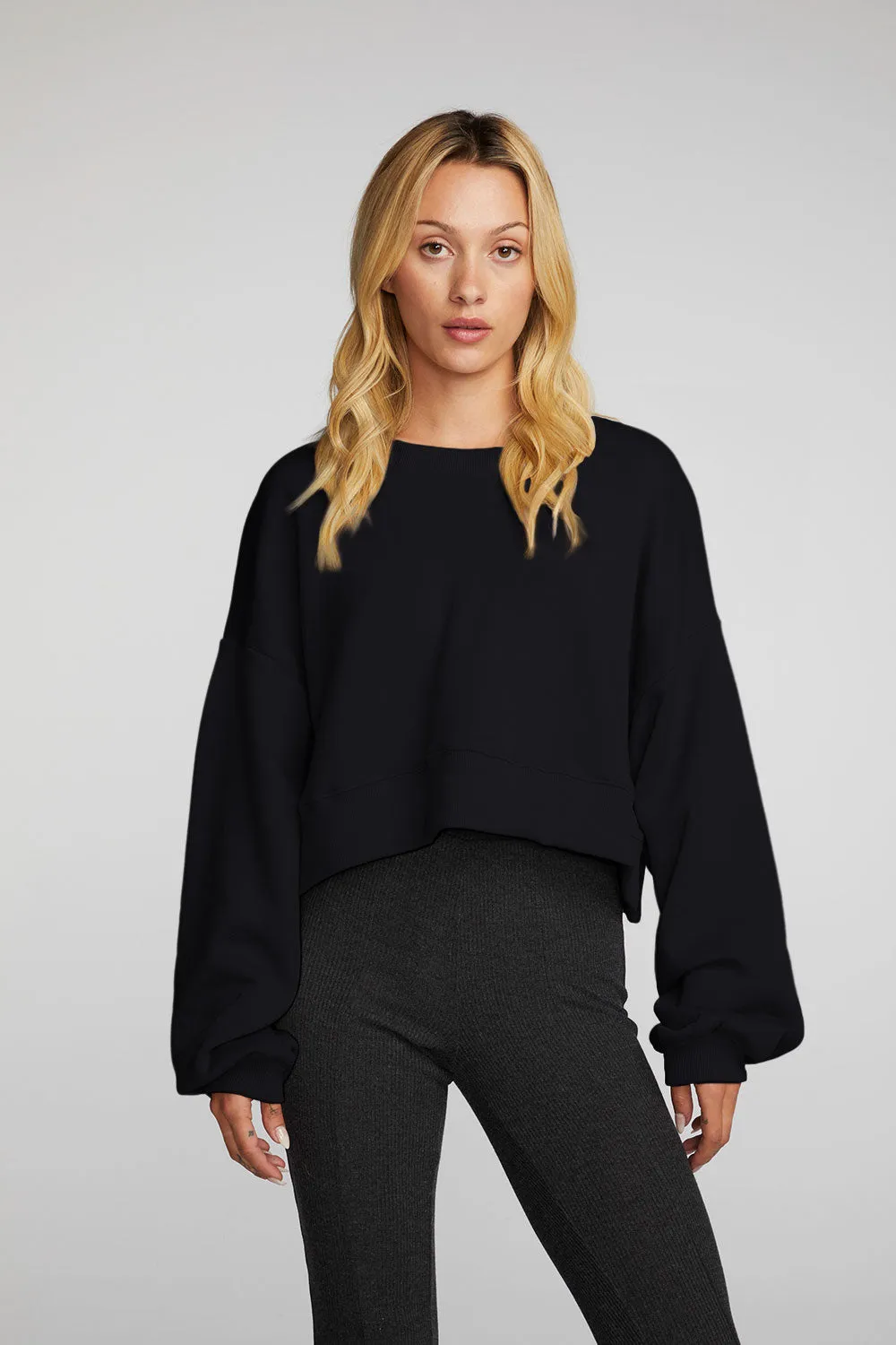 Zuma Cotton Terry Cropped Crewneck Pullover